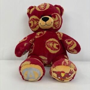 Build A Bear Marvel Avengers Iron Man Plush Red Gold Helmet Print 2014 Retired